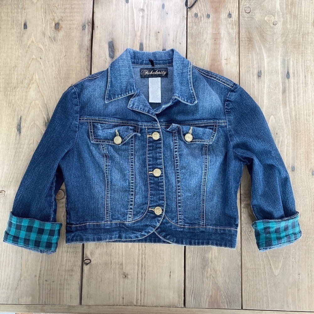 Fabulosity Girls‎ Denim Jacket Jean Blue Size: L